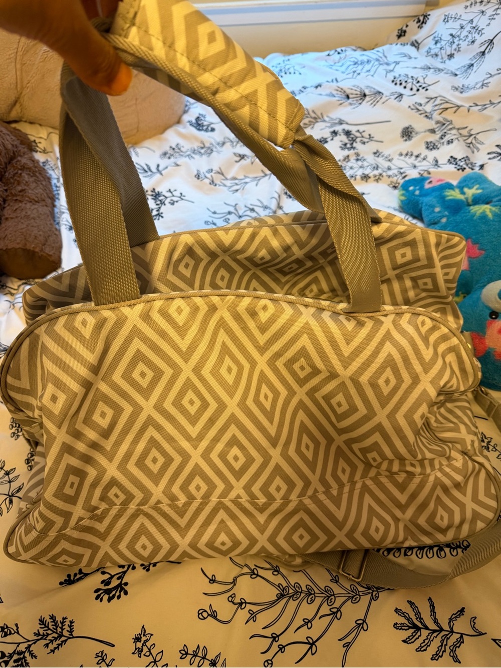 Women's Geometric Tote Bag - white and gray